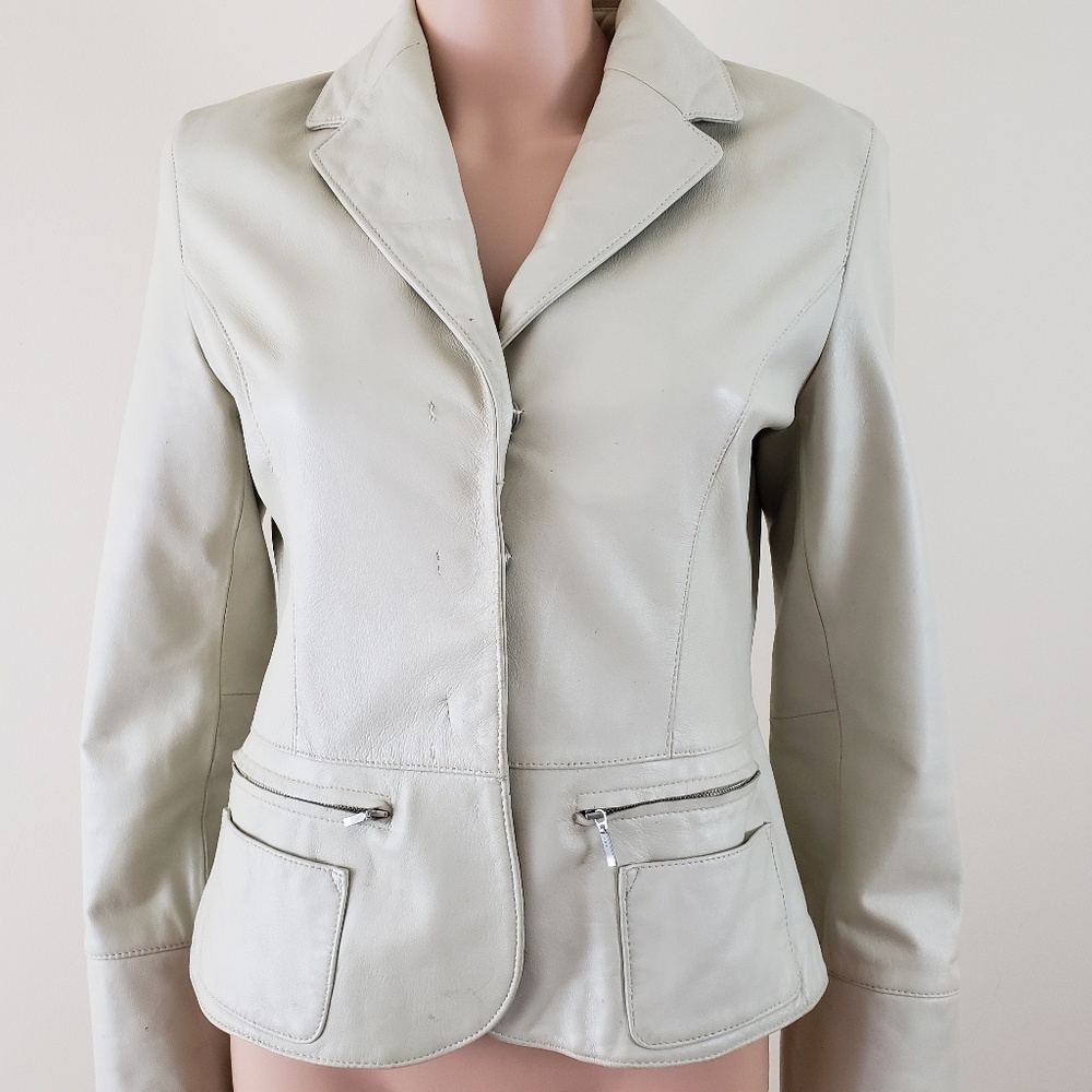 I.E. Butter Soft Cream Leather Jacket Size Small